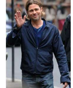 Brad Pitt Blue Cotton Jacket