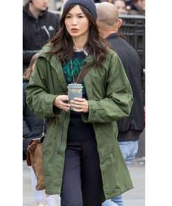 Gemma Chan Eternals Green Cotton Coat