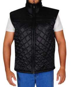 John Cena Diamond Quilted Satin Black Vest
