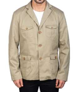 Mens Beige Safari Cotton Jacket