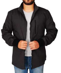 Mens Cotton Grey Ribbed Cuffs Jacket