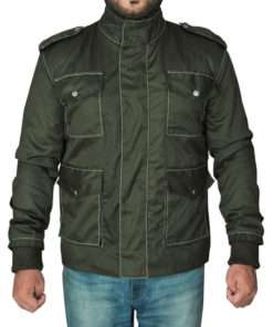 Men’s Green Cotton Slim fit Jacket