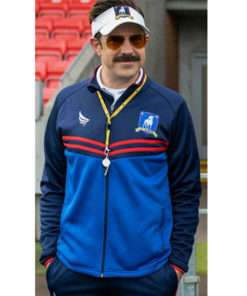 Ted Lasso Jason Sudeikis Blue Track Wool Jacket