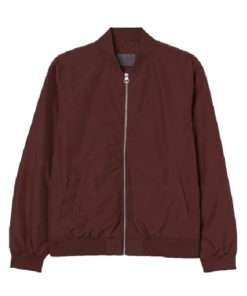 Maroon Cotton Bomber Jacket