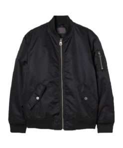 Mens Black Cotton Bomber Jacket