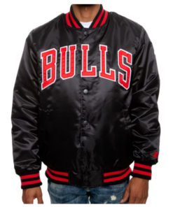 Chicago Bulls Red and Black Satin Jacket