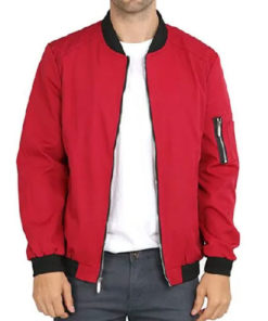 Bruce Willis Apex Red Bomber Maroon Cotton Jacket