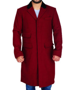 Hugh Jackman Maroon Cotton Coat