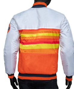 Bomber Satin Houston Astros White and Orange Varsity Jacket