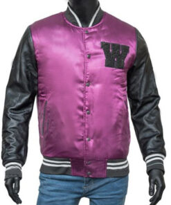 Mens Purple Letterman cotton Jacket
