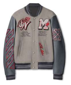 Off White Ac Milan Grey Varsity Jacket
