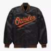 Baltimore Orioles Men's Black Satin Bomber Varsity Jacket