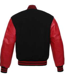 Letterman Black Wool Red Leather Sleeves Jacket