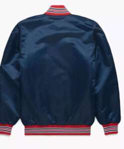 Red Sox Men's Navy Blue Satin Bomber Letterman Varsity Jacket