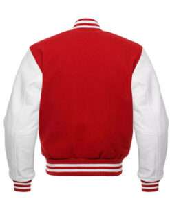Letterman Red Wool Sleeves Leather Jacket