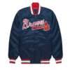 MLB Atlanta Braves Men's Navy Blue Bomber Letterman Varsity Jacket