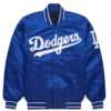 MLB Baseball LA Dodgers Varsity Men's Blue Satin Bomber Jacket