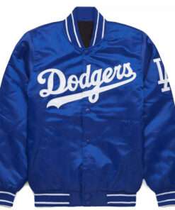 MLB Baseball LA Dodgers Varsity Men's Blue Satin Bomber Jacket