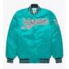 MLB Miami Marlins Turquoise Blue Satin Bomber Letterman Jacket