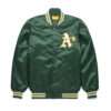 MLB Oakland Athletics Green Satin Bomber Letterman Varsity Jacket