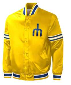 MLB Seattle Mariners Vintage 80 Men's Gold Satin Varsity Jacket