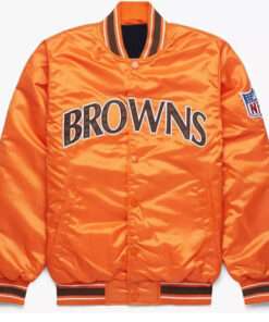 NFL Cleveland Men's Browns Orange Satin Varsity Jacket