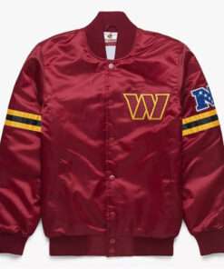 NFL Maroon Satin Bomber Varsity Jacket