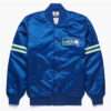 NFL Seattle Seahawks 80s Men's Blue Satin Varsity Jacket