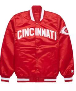 Red Satin Cincinnati Men's Baseball Letterman Varsity Jacket