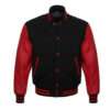 Varsity Letterman Black Wool & Red Leather Sleeves Jacket