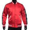 1950s Lenny Lone Wolf Red Men's Satin Bomber Jacket