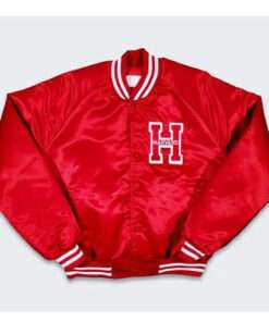 80s Harvard Crimson Men's Satin Red Bomber Jacket