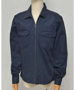 Men's Navy Blue Cotton Airforce Full Zip Jacket