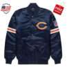 Chicago Bears Bomber Vintage Navy Blue Satin Letterman Varsity Jacket