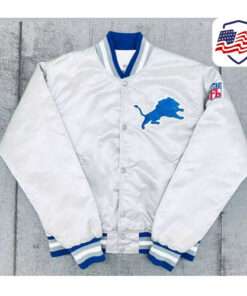 Detroit Lions 80s Vintage Satin Letterman Baseball Varsity Jacket