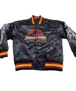Jurassic Park Black Bomber Satin Varsity Jacket