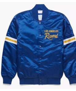 Los Angeles Rams Blue Satin Letterman Bomber Varsity Jacket