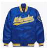 Milwaukee Brewers Blue Satin Varsity Baseball Jacket