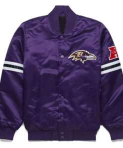 NFL Baltimore Ravens Purple Satin Bomber Varsity Jacket