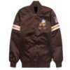 NFL Letterman Cleveland Brown Satin Varsity Jacket