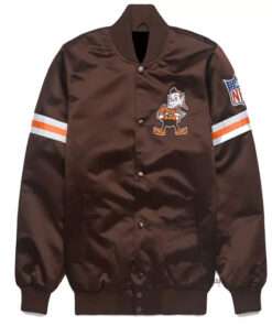 NFL Letterman Cleveland Brown Satin Varsity Jacket
