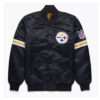 NFL Steelers Black Satin Varsity Jacket