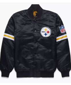 NFL Steelers Black Satin Varsity Jacket