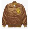 San Diego Padres Brown MLB Satin Varsity Bomber Jacket