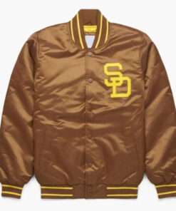 San Diego Padres Brown MLB Satin Varsity Bomber Jacket
