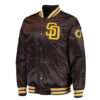 San Diego Padres The Diamond Brown Satin Bomber Varsity Jacket