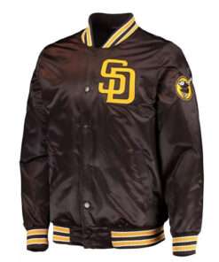 San Diego Padres The Diamond Brown Satin Bomber Varsity Jacket